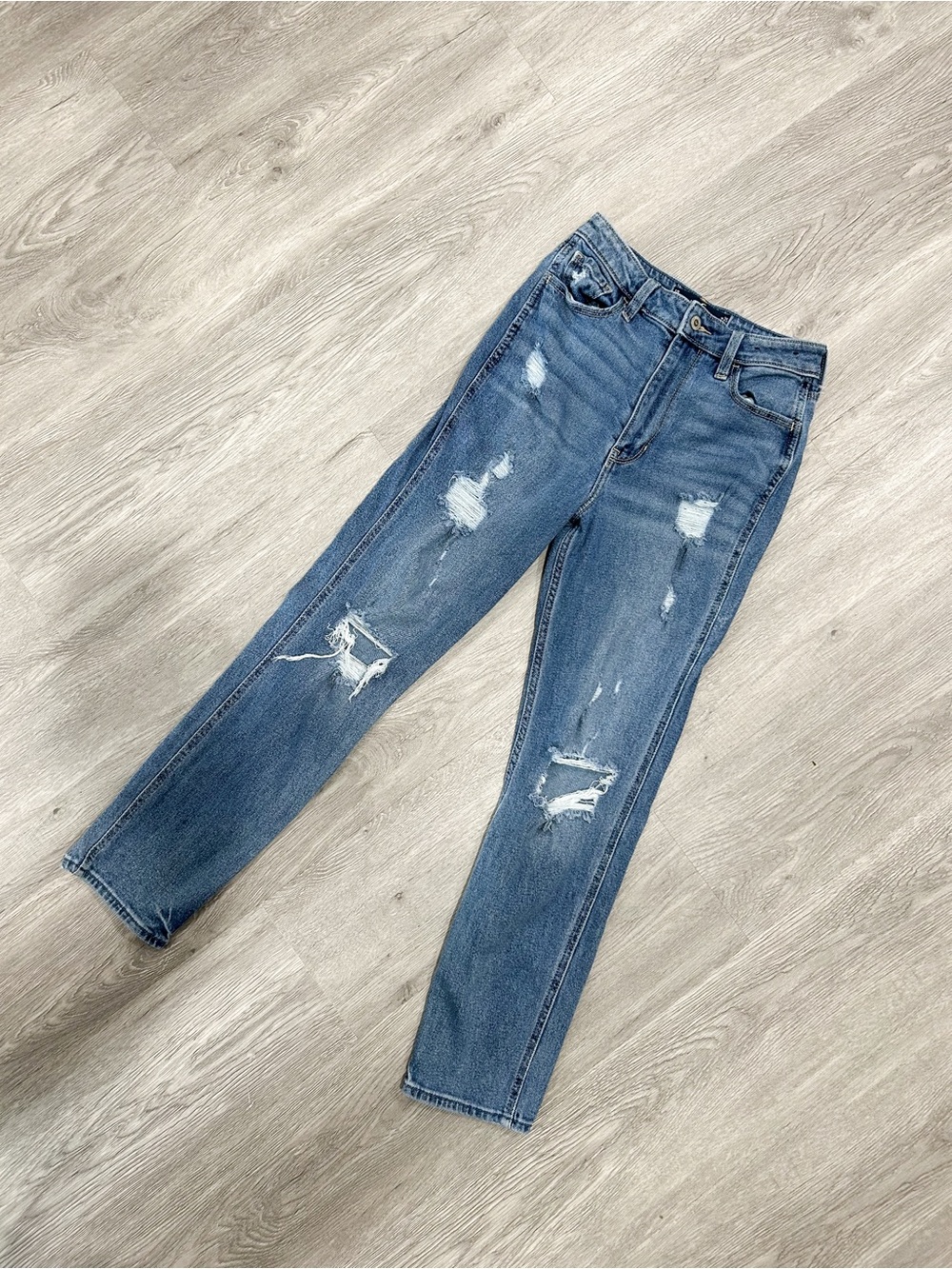 Hollister Distressed Medium Blue Boyfriend Jeans